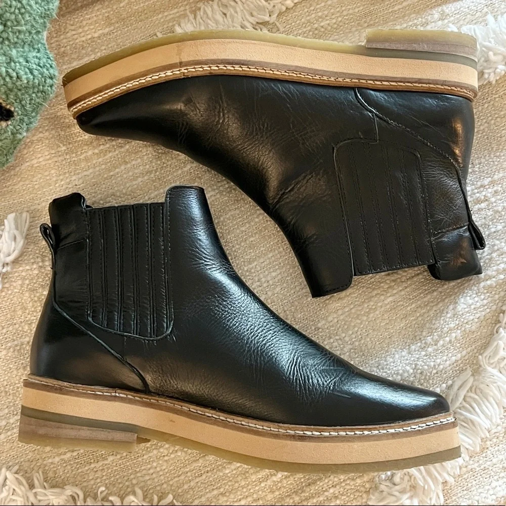 Roolee Prince Black Leather Pointy Toe Booties Boots 40 - Picture 8 of 16
